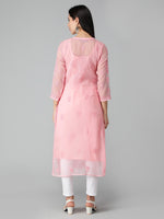 Load image into Gallery viewer, Seva Chikan Hand Embroidered Georgette Lucknowi Chikan Kurti With Slip
