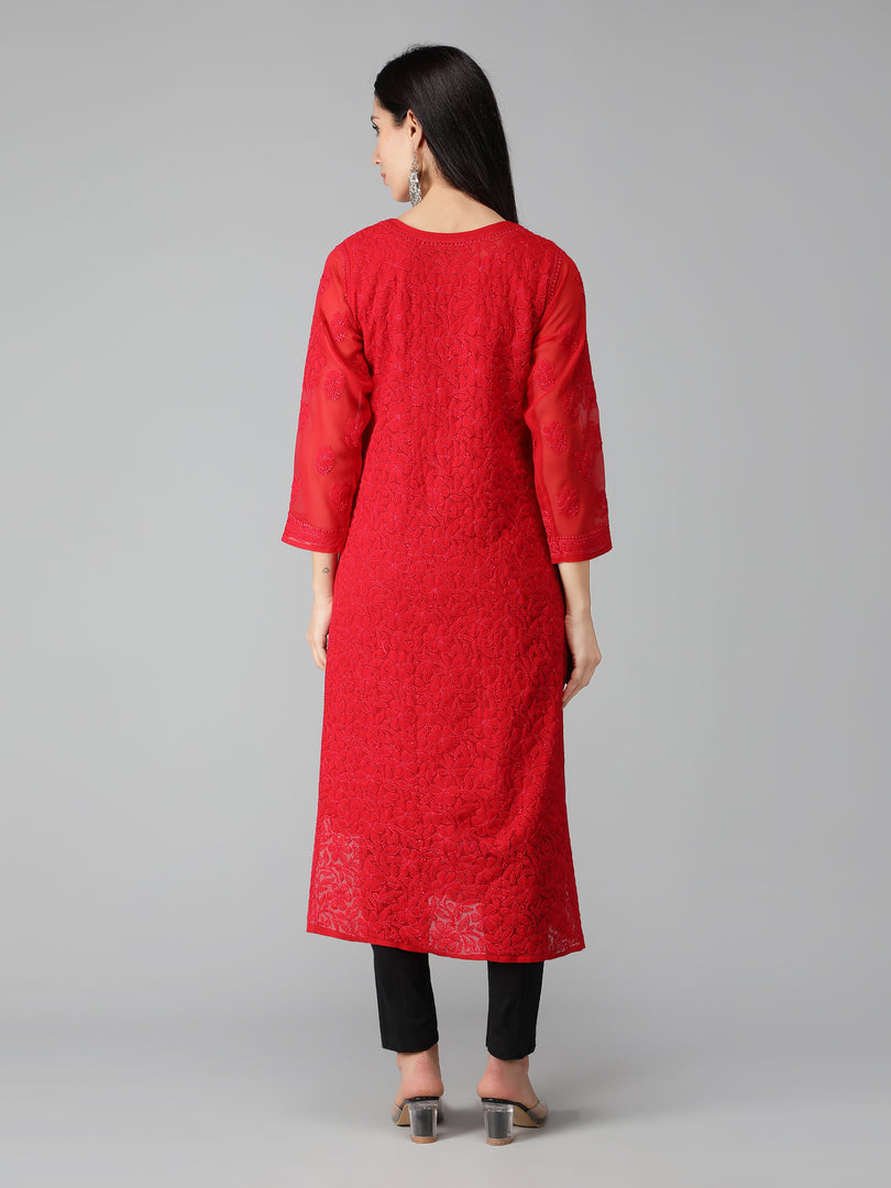 Seva Chikan Hand Embroidered Georgette Lucknowi Chikankari Kurta