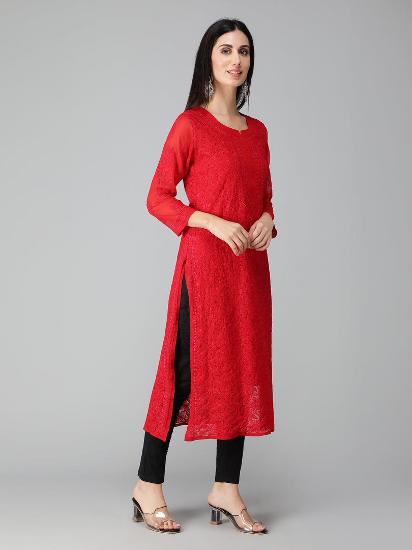 Seva Chikan Hand Embroidered Georgette Lucknowi Chikankari Kurta