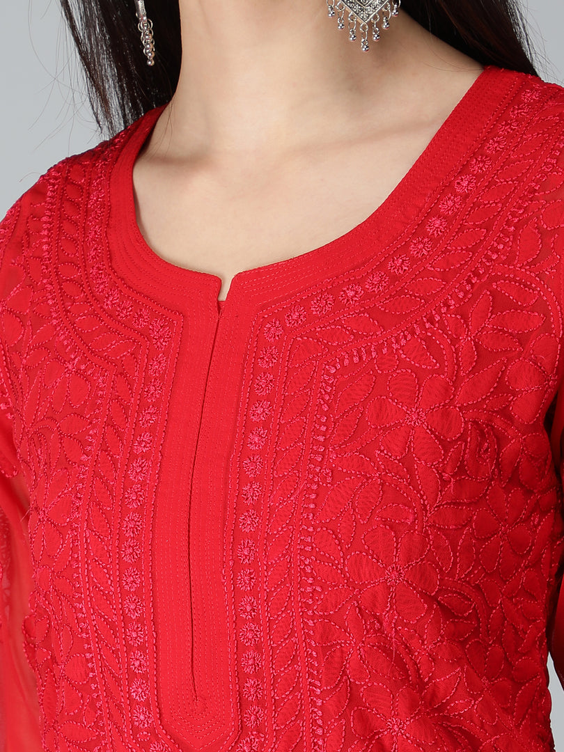 Seva Chikan Hand Embroidered Georgette Lucknowi Chikankari Kurta