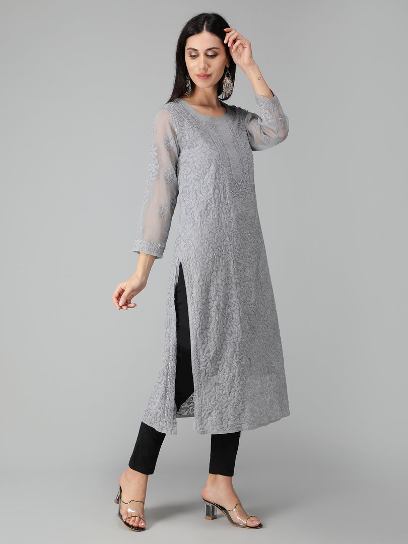 Seva Chikan Hand Embroidered Georgette Lucknowi Chikankari Kurta