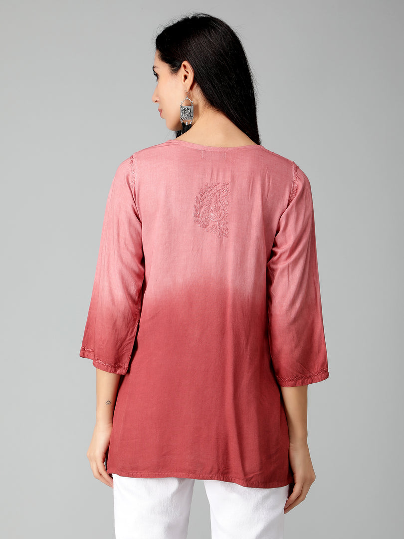 Seva Chikan Hand Embroidered Rayon Lucknowi Chikan Top