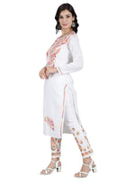 Load image into Gallery viewer, Seva Chikan Hand Embroidered White Cotton Kurta Set-SCL8009