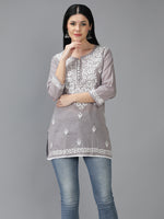 Load image into Gallery viewer, Seva Chikan Hand Embroidered Cotton Lucknowi Chikan Top