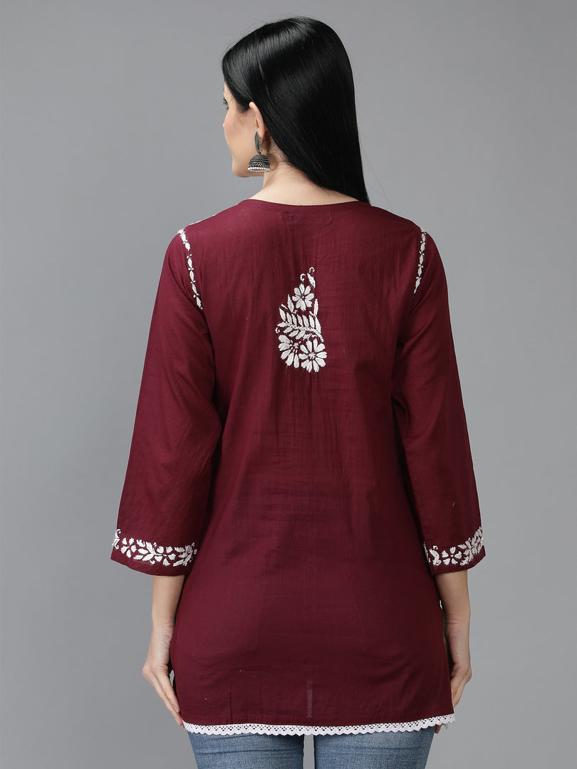 Seva Chikan Hand Embroidered Cotton Lucknowi Chikan Top