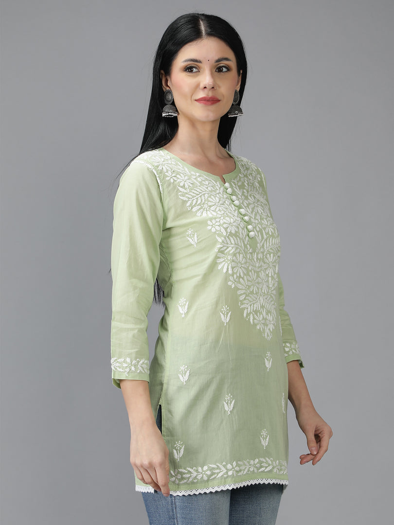 Seva Chikan Hand Embroidered Cotton Lucknowi Chikan Top