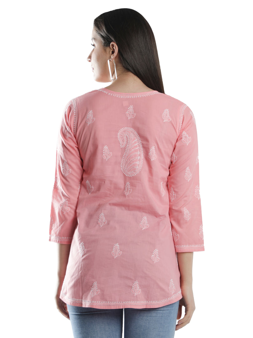 Seva Chikan Hand Embroidered Cotton Lucknowi Chikan Short Top