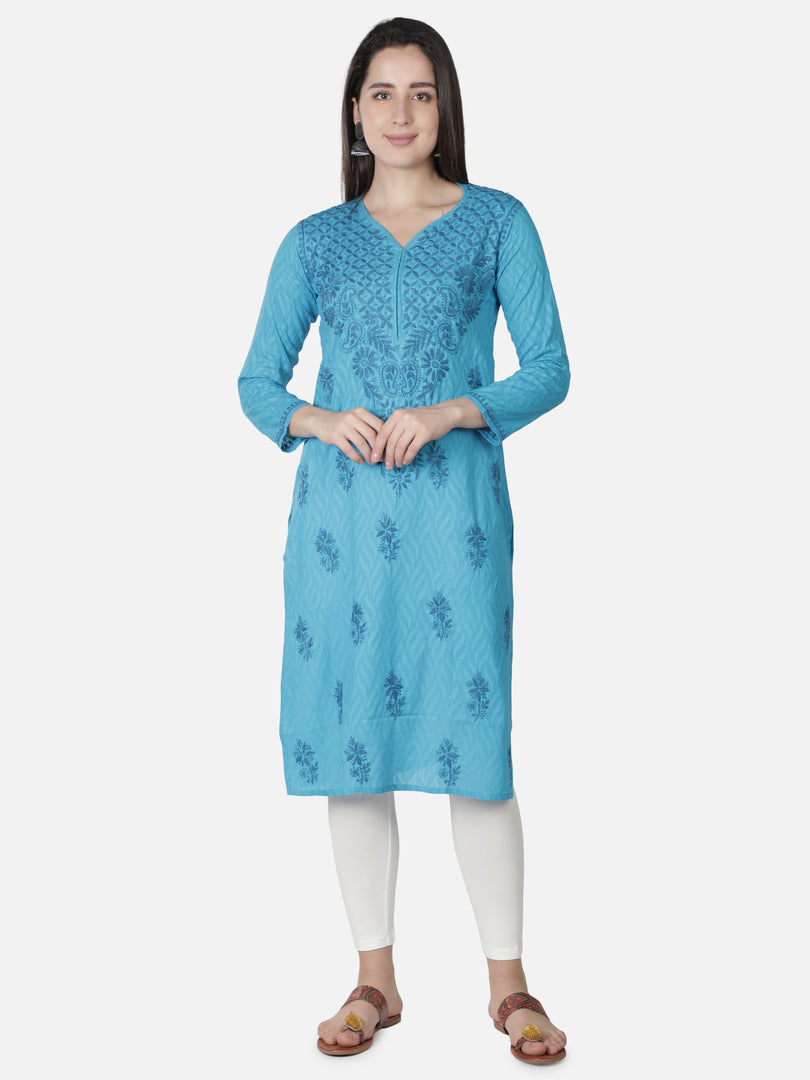 Seva Chikan Hand Embroidered Cotton Lucknowi Chikankari Kurta