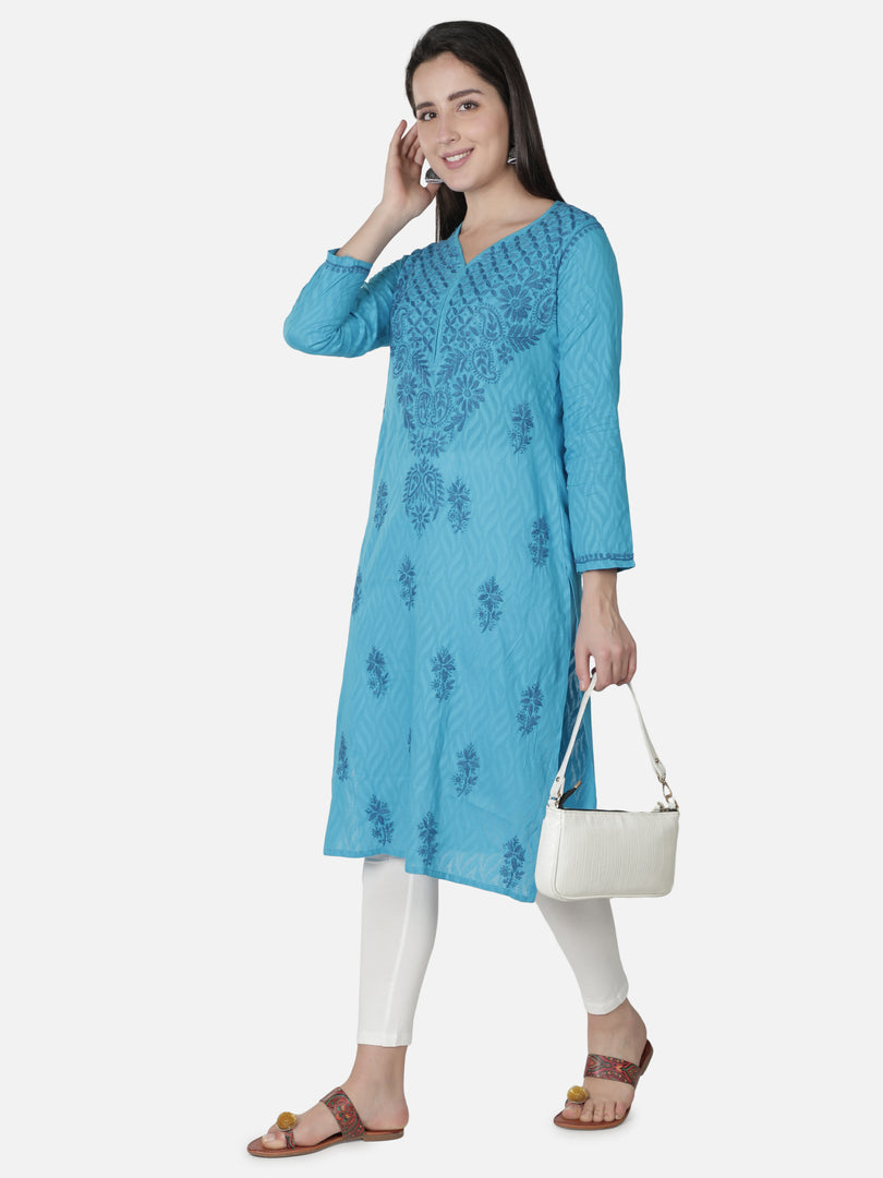 Seva Chikan Hand Embroidered Cotton Lucknowi Chikankari Kurta