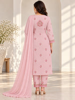Load image into Gallery viewer, Seva Chikan Hand Embroidere Pink Terivoil Cotton Lucknowi Chikankari Unstitched Suit Piece-SEV15024