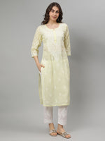 Load image into Gallery viewer, Seva Chikan Hand Embroidered Terivoil Lucknowi Chikankari Kurta
