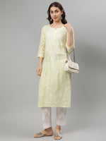 Load image into Gallery viewer, Seva Chikan Hand Embroidered Terivoil Lucknowi Chikankari Kurta
