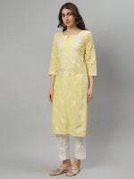 Load image into Gallery viewer, Seva Chikan Hand Embroidered Terivoil Lucknowi Chikankari Kurta

