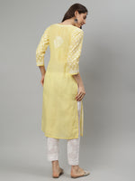 Load image into Gallery viewer, Seva Chikan Hand Embroidered Terivoil Lucknowi Chikankari Kurta
