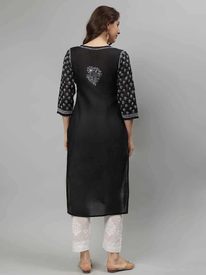 Seva Chikan Hand Embroidered Terivoil Lucknowi Chikankari Kurta
