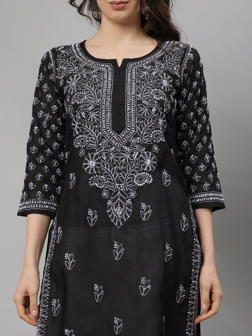 Seva Chikan Hand Embroidered Terivoil Lucknowi Chikankari Kurta
