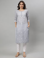 Load image into Gallery viewer, Seva Chikan Hand Embroidered Terivoil Lucknowi Chikankari Kurta
