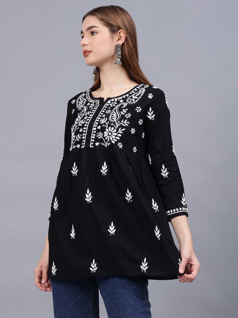 Seva Chikan Hand Embroidered Cotton Lucknowi Chikan Top