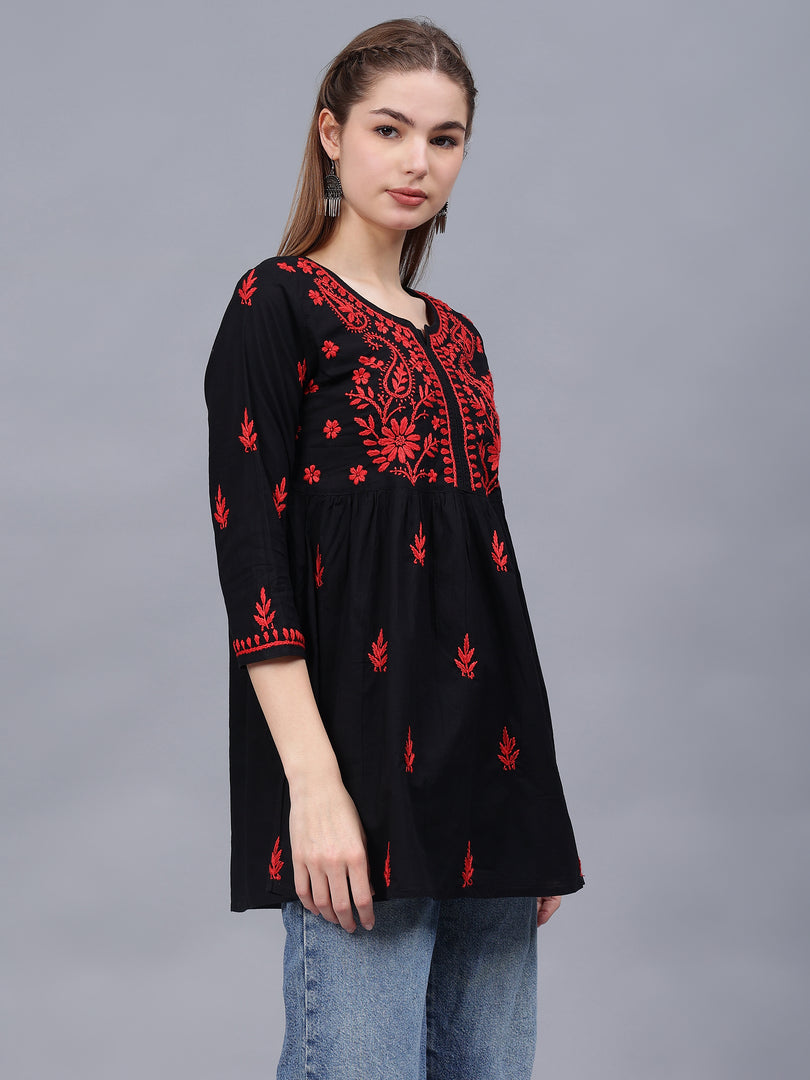 Seva Chikan Hand Embroidered Cotton Lucknowi Chikan Top