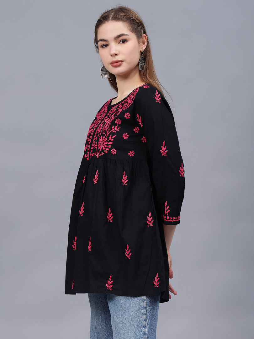 Seva Chikan Hand Embroidered Cotton Lucknowi Chikan Top