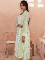 Load image into Gallery viewer, Seva Chikan Hand Embroidered White Cotton Lucknowi Chikan Kurti SCL0359
