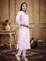 Load image into Gallery viewer, Seva Chikan Hand Embroidered Terivoil Cotton Lucknowi Chikankari Kurta