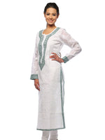 Load image into Gallery viewer, Seva Chikan Hand Embroidered White Cotton Lucknowi Chikan Kurti-SCL0624