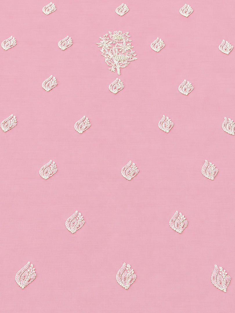 Seva Chikan Hand Embroidered Pink Cotton Lucknowi Chikankari Unstitched Suit Piece-SEV15030
