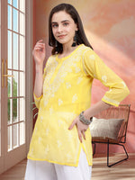 Load image into Gallery viewer, Seva Chikan Hand Embroidered Georgette Lucknowi Chikankari Top With Slip