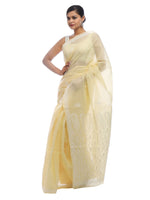 Load image into Gallery viewer, Seva Chikan Hand Embroidered Fawn Cotton Lucknowi Saree-SCL2318