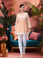 Load image into Gallery viewer, Seva Chikan Hand Embroidered Georgette Lucknowi Chikankari Top With Slip
