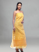 Load image into Gallery viewer, Seva Chikan Hand Embroidered Mango Yellow Cotton Lucknowi Chikan Unstitched Kurta Piece-SCL0083