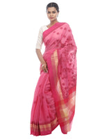 Load image into Gallery viewer, Seva Chikan Hand Embroidered Magenta Cotton Lucknowi Saree-SCL2482