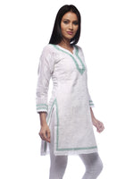 Load image into Gallery viewer, Seva Chikan Hand Embroidered White Cotton Lucknowi Chikan Kurti-SCL0285
