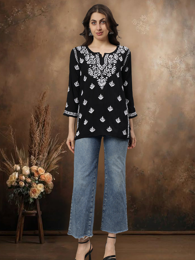 Seva Chikan Hand Embroidered Modal Lucknowi Chikan Top