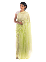 Load image into Gallery viewer, Seva Chikan Hand Embroidered Light Green Georgette Lucknowi Saree-SCL1760