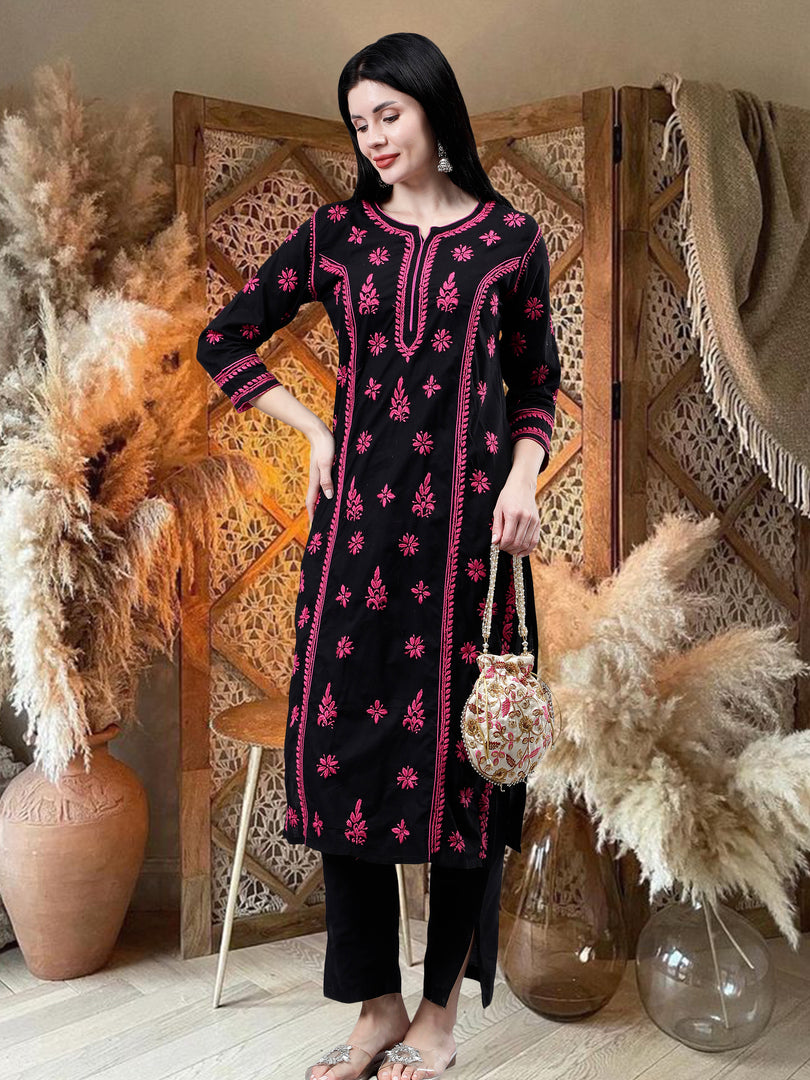 Seva Chikan Hand Embroidered Cotton Lucknowi Chikankari Kurta