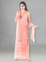Load image into Gallery viewer, Seva Chikan Hand Embroidered Peach Cotton Lucknowi Chikan Unstitched Suit Piece-SCL1492