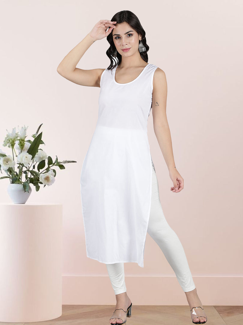 Seva Chikan Long Slips Combo of White (Pack of 2)