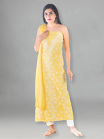 Load image into Gallery viewer, Seva Chikan Hand Embroidered Yellow Cotton Lucknowi Chikan Unstitched Suit Piece SCL1498