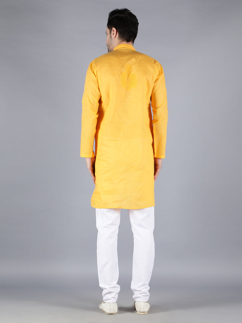 Seva Chikan Hand Embroidered  Lucknowi Chikan Mens Kurta