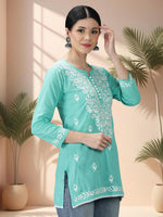 Load image into Gallery viewer, Seva Chikan Hand Embroidered Cotton Lucknowi Chikan Top