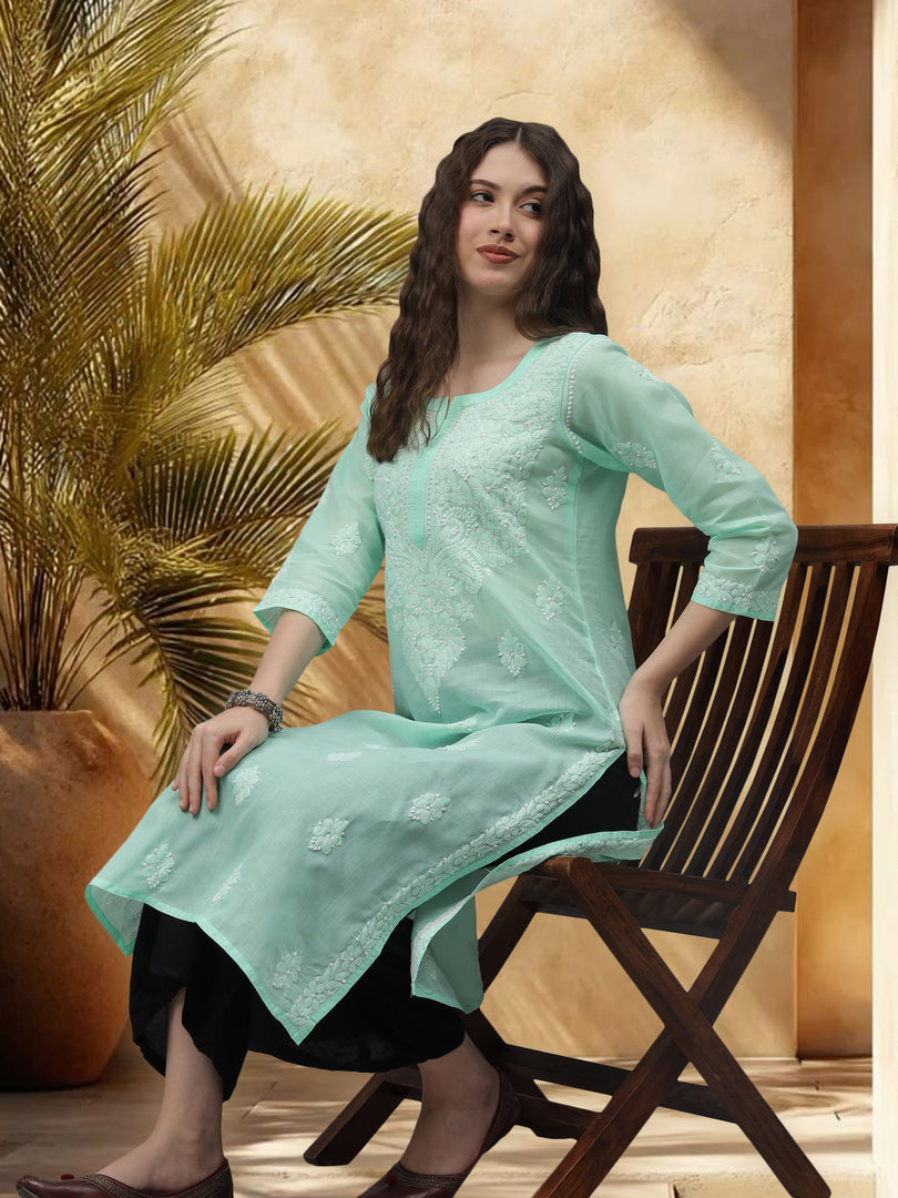 Seva Chikan Hand Embroidered Cotton Lucknowi Chikankari Kurta