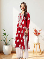 Load image into Gallery viewer, Seva Chikan Hand Embroidered Rayon Lucknowi Chikankari Kurta