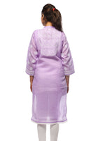 Load image into Gallery viewer, Seva Chikan Hand Embroidered Purple Cotton Lucknowi Chikan Kurta-SCL0644