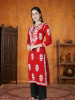 Load image into Gallery viewer, Seva Chikan Hand Embroidered Modal Cotton Lucknowi Chikankari Kurta