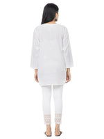 Load image into Gallery viewer, Seva Chikan Hand Embroidered White Cotton Lucknowi Chikan Top-SCL2196
