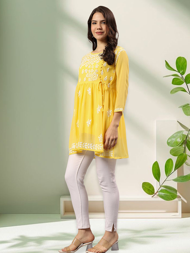 Seva Chikan Hand Embroidered Georgette Lucknowi Chikan Top