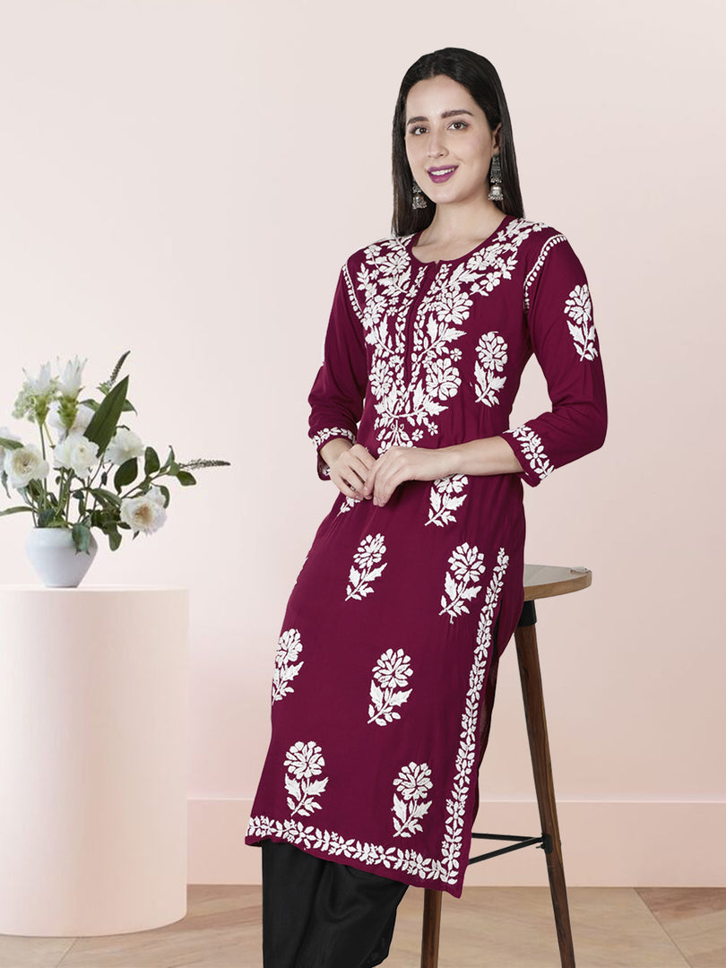 Seva Chikan Hand Embroidered Modal Cotton Lucknowi Chikankari Kurta