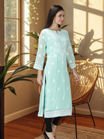 Load image into Gallery viewer, Seva Chikan Hand Embroidered Georgette Lucknowi Chikan Kurti With Slip